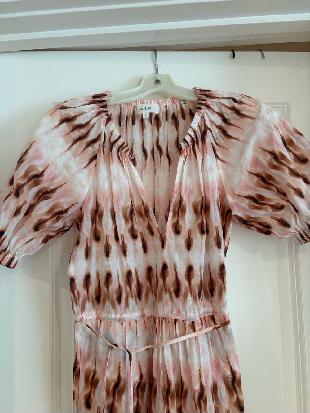 A.L.C. Pink and Brown Printed Tiered Maxi Dress - Picture 3 of 4